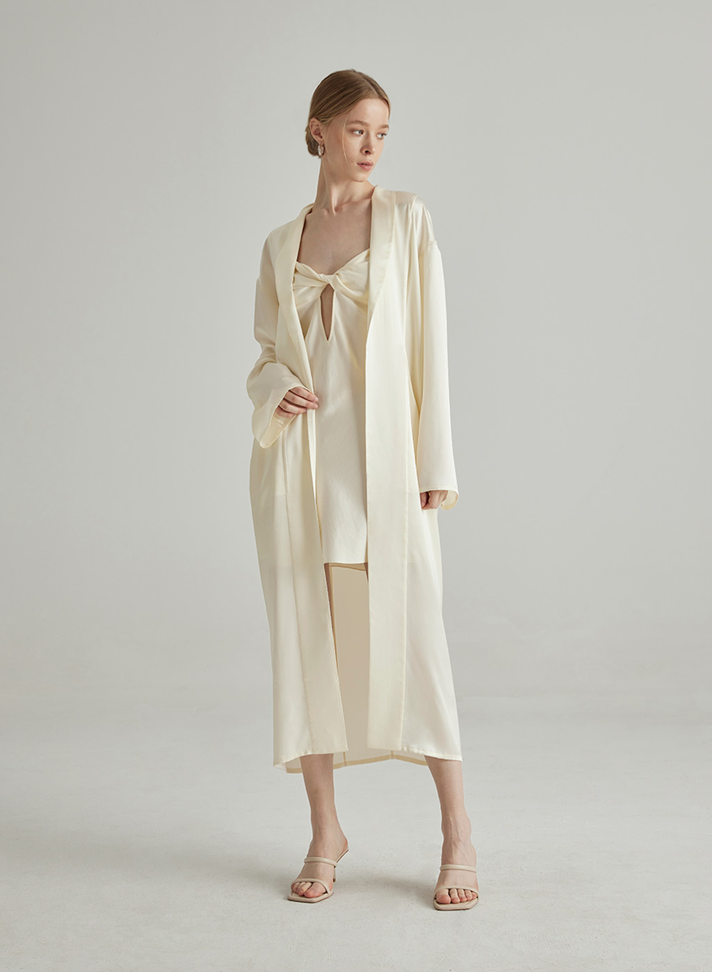Silk Maison - Oversized Ivory Silk Pajama Robe