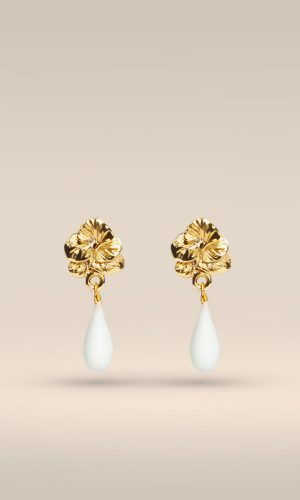 Joséphine - Boucles d'oreilles dorées en porcelaine